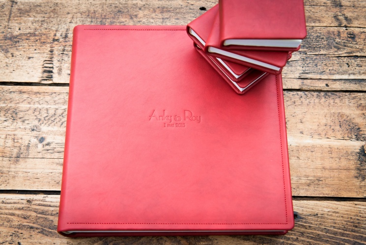Luxus Hochzeitsalbum Rot Leder 30x30 cm